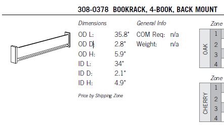 Sauder Catalog, Item 308-0378, Bookrack, 4-Book